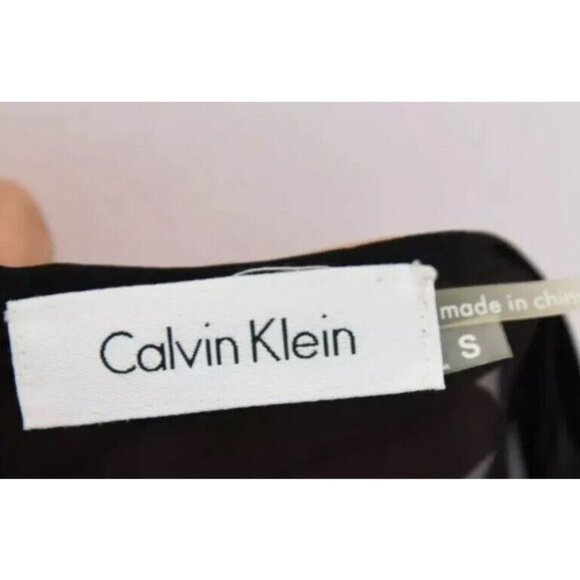 Calvin Klein Womens Silky Blouse Top Houndstooth Print Black White Sz Small - Picture 8 of 10